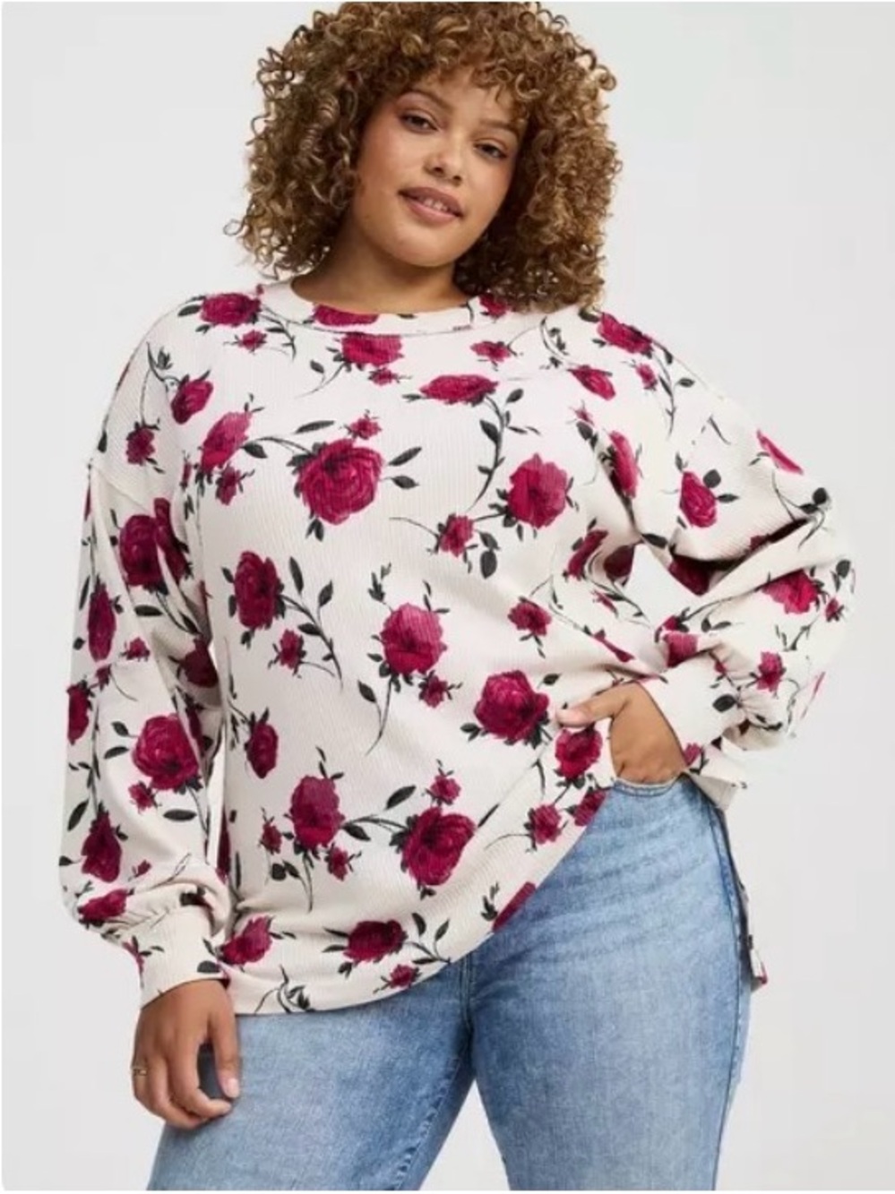 NWT Torrid Drop Shoulder Long Sleeve Rib Tee